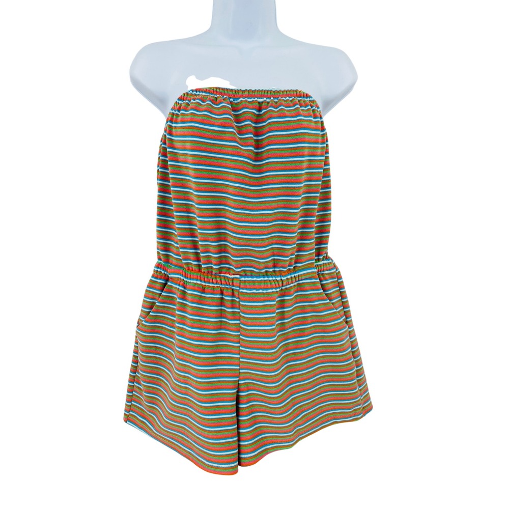 Dippin Daisies‎ Romper Medium Multicolor Striped Strapless Terry